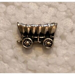 SWANK Covered Wagon Tie Tack  Chain & Toggle Silver Tone Made In Japan Conestoga